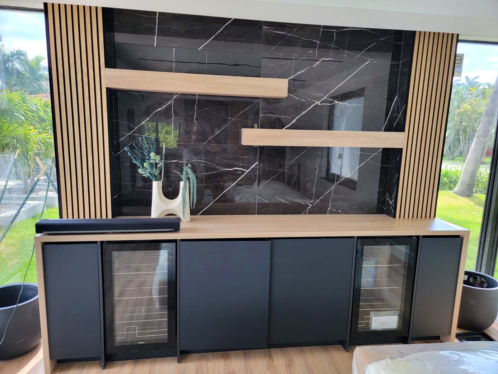 Custom entertainment wall build-out
